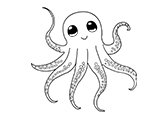章鱼Octopus111521自然环境	动物线稿-棱猫教学课件资源创作素材分享