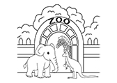 课堂教案设计素材资源下载-动物园Zoo人类生活建筑场所线稿|棱猫