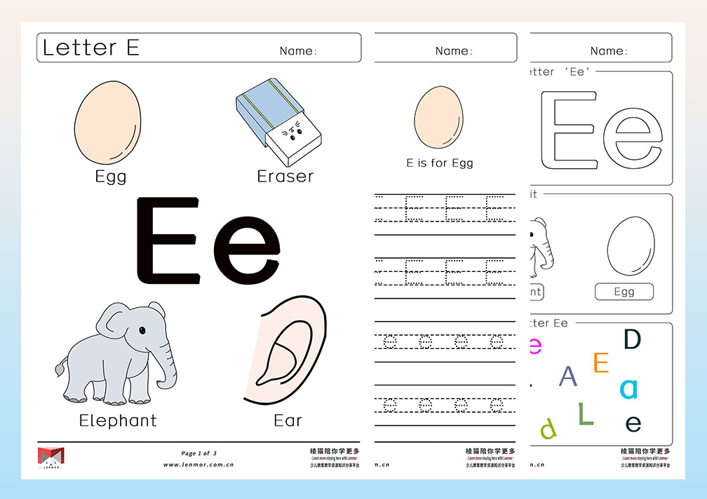 Letter E 认识字母E-棱猫|LENMOR-教学课件|教案学案|试题试卷|课堂练习-为教师提供优质教学资源下载网