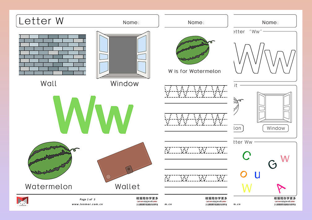 Letter W 认识字母W-棱猫|LENMOR-教学课件|教案学案|试题试卷|课堂练习-为教师提供优质教学资源下载网