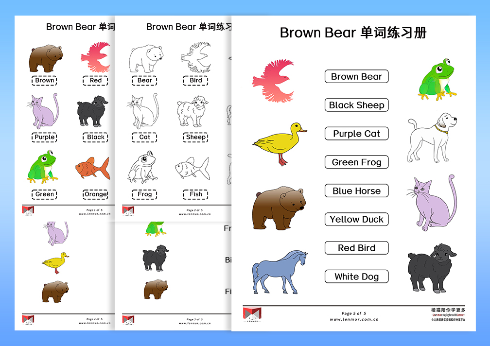 图片[2]-Brown Bear绘本拓展学习认识动物英文单词练习册测验题